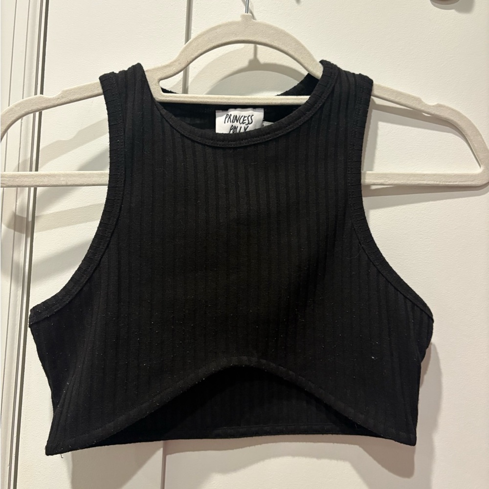 Princess Polly Black Sleeveless Ribbed Top